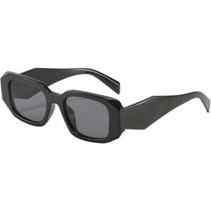 Women Trendy Rectangle Retro 90s Oval y2k Retangular Square Black Shades